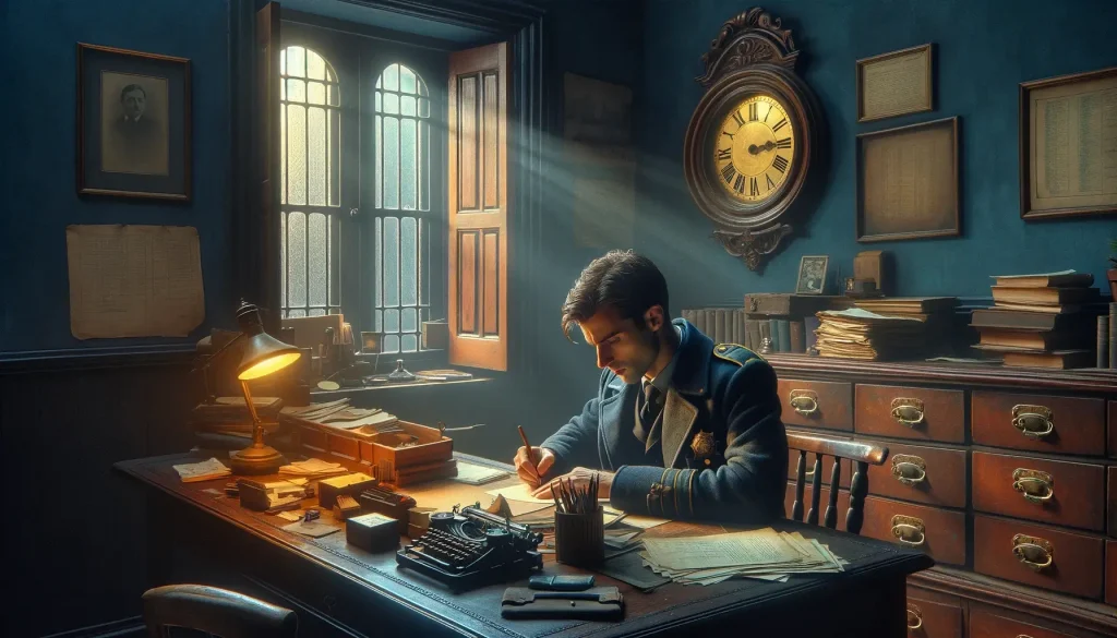 hombre en su escritorio estudiando tests psicotecnicos